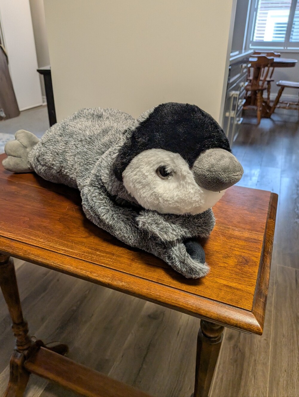 F.A.O. Schwarz. Gray Plush Penguin - Soft Cuddly Cozy Plush Pillow Size.
